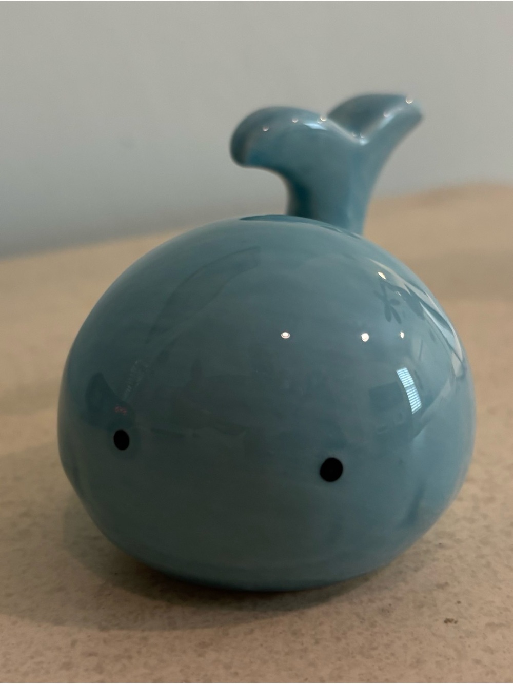 Blue Ceramic Whale Figurine - Decorative Home Accent